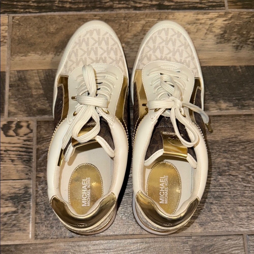 Michael Kors Women's Gold and Cream Sneakers